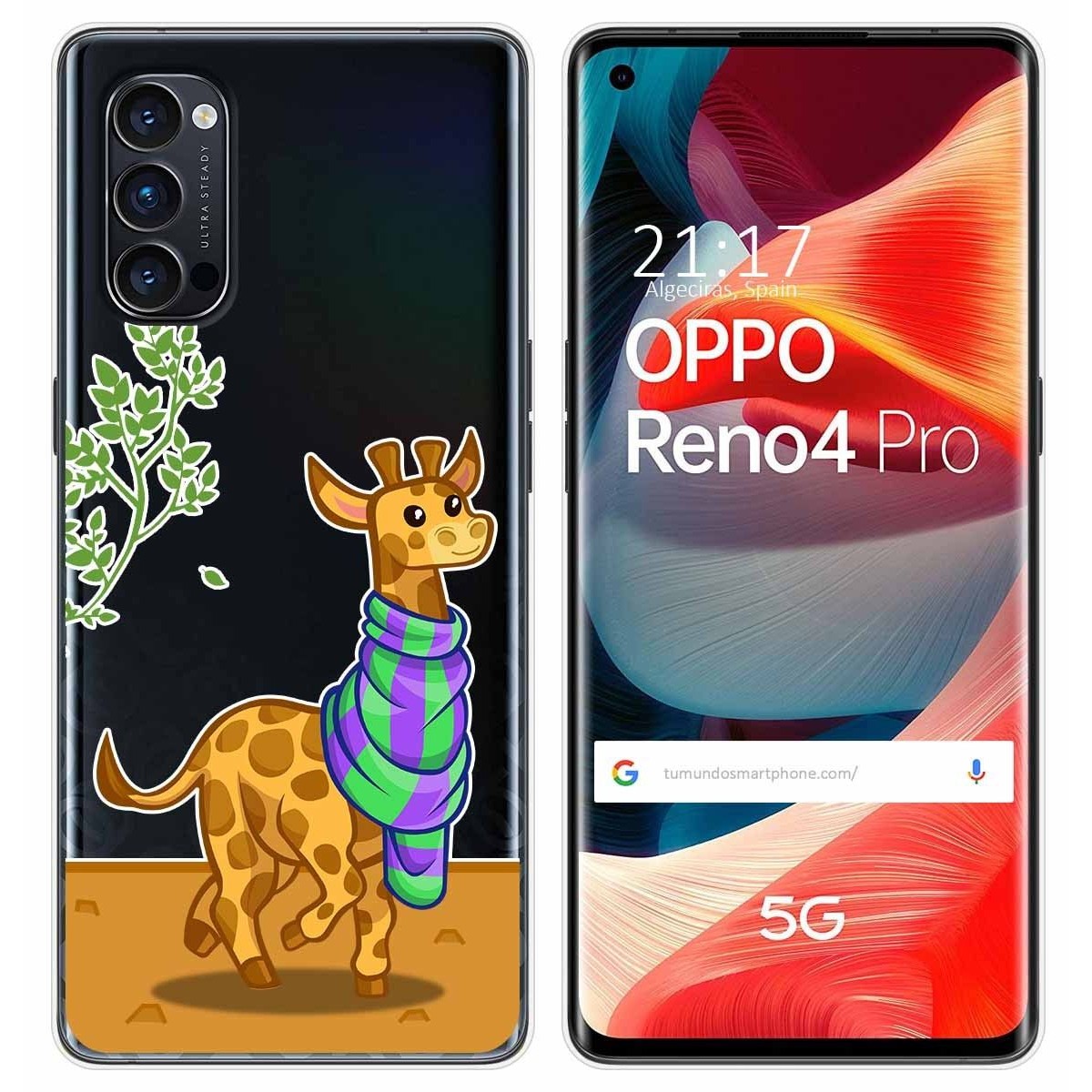 Funda Gel Transparente para Oppo Reno 4 Pro 5G diseño Jirafa Dibujos