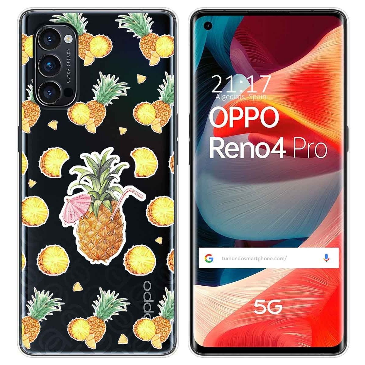Funda Gel Transparente para Oppo Reno 4 Pro 5G diseño Piña Dibujos