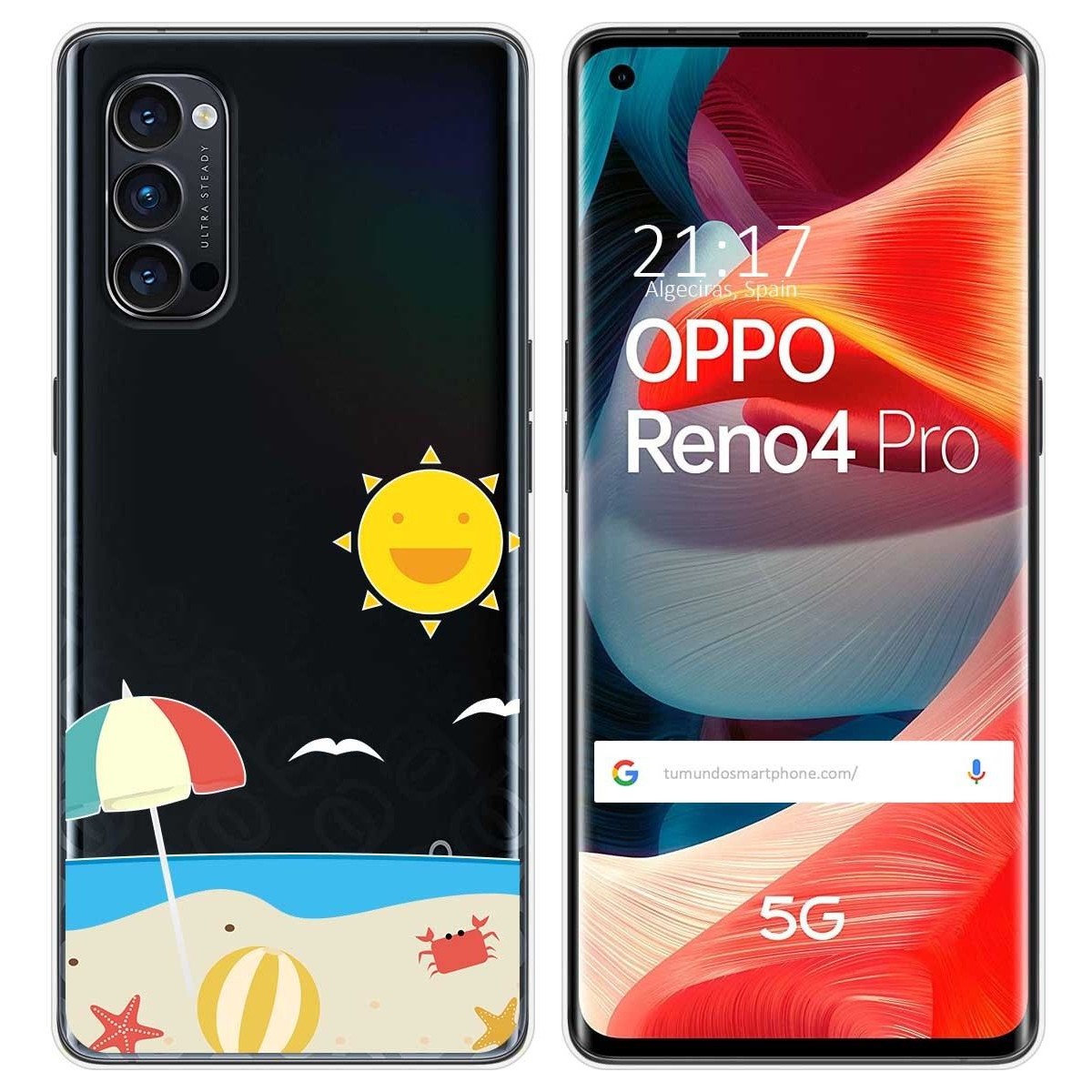 Funda Gel Transparente para Oppo Reno 4 Pro 5G diseño Playa Dibujos