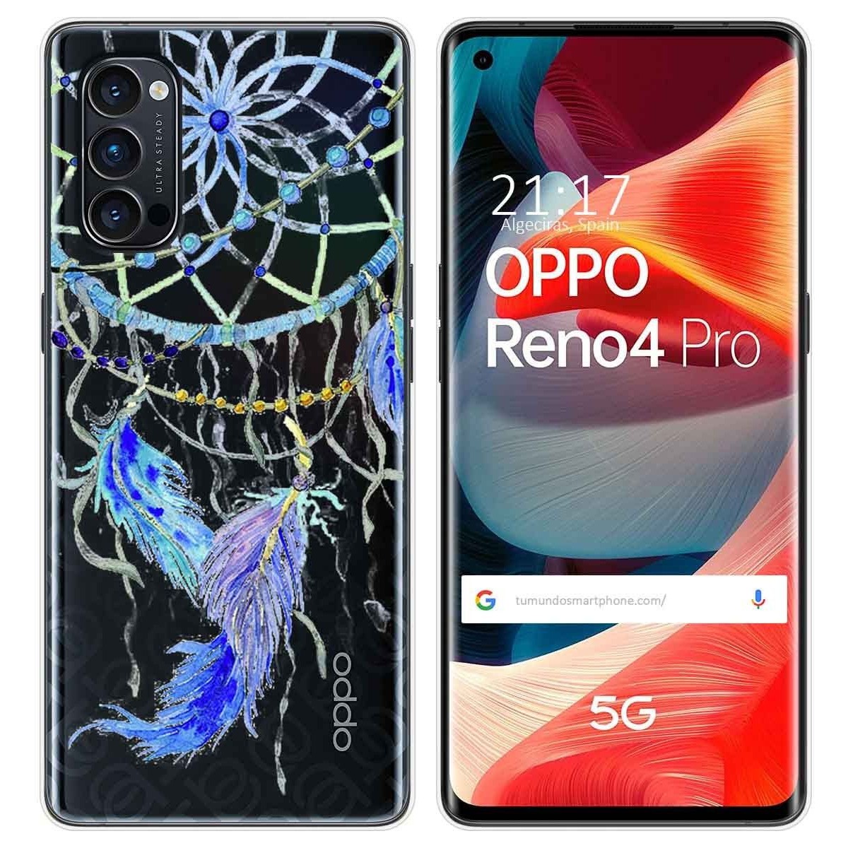 Funda Gel Transparente para Oppo Reno 4 Pro 5G diseño Plumas Dibujos
