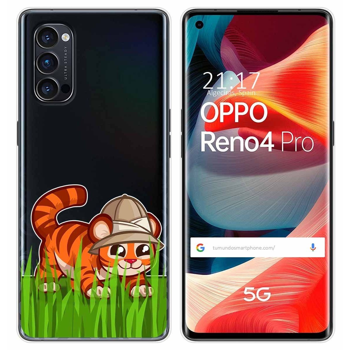 Funda Gel Transparente para Oppo Reno 4 Pro 5G diseño Tigre Dibujos