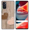 Funda Gel Tpu para Oppo Reno 4 Pro 5G diseño Corazones Madera Dibujos