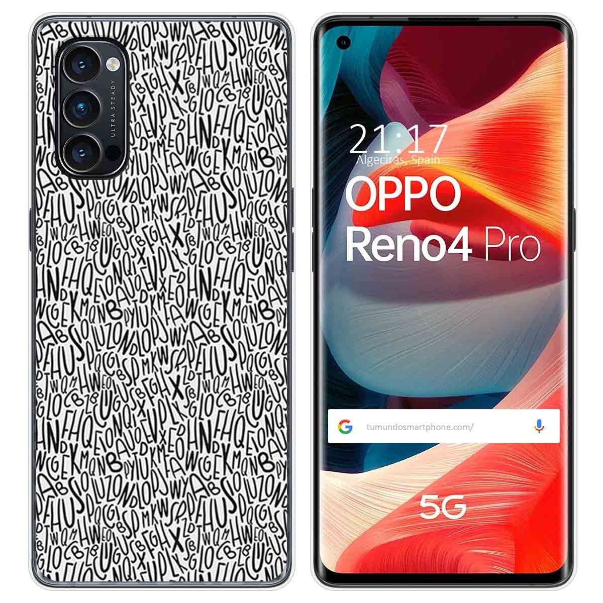 Funda Gel Tpu para Oppo Reno 4 Pro 5G diseño Letras Dibujos