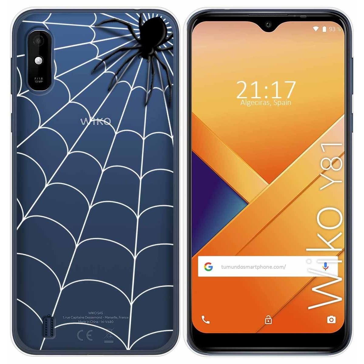 Funda Gel Transparente para Wiko Y81 diseño Araña Dibujos