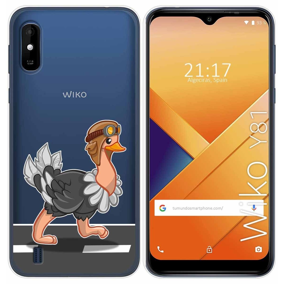 Funda Gel Transparente para Wiko Y81 diseño Avestruz Dibujos