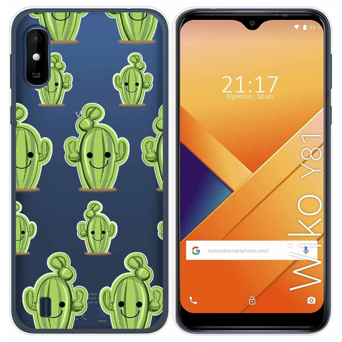 Funda Gel Transparente para Wiko Y81 diseño Cactus Dibujos
