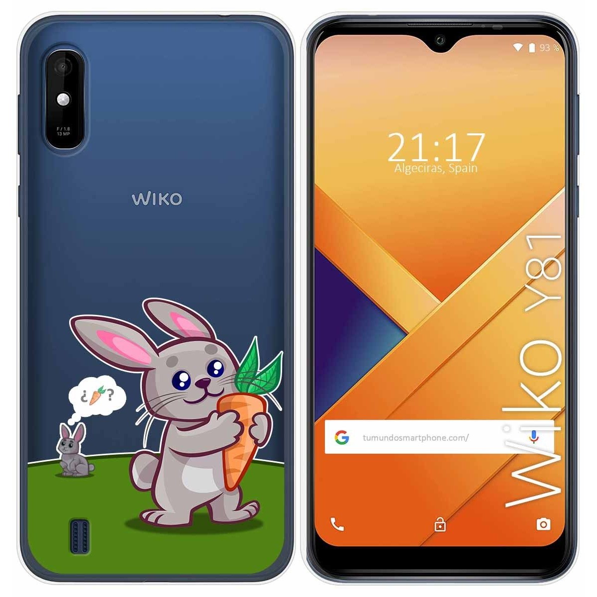 Funda Gel Transparente para Wiko Y81 diseño Conejo Dibujos