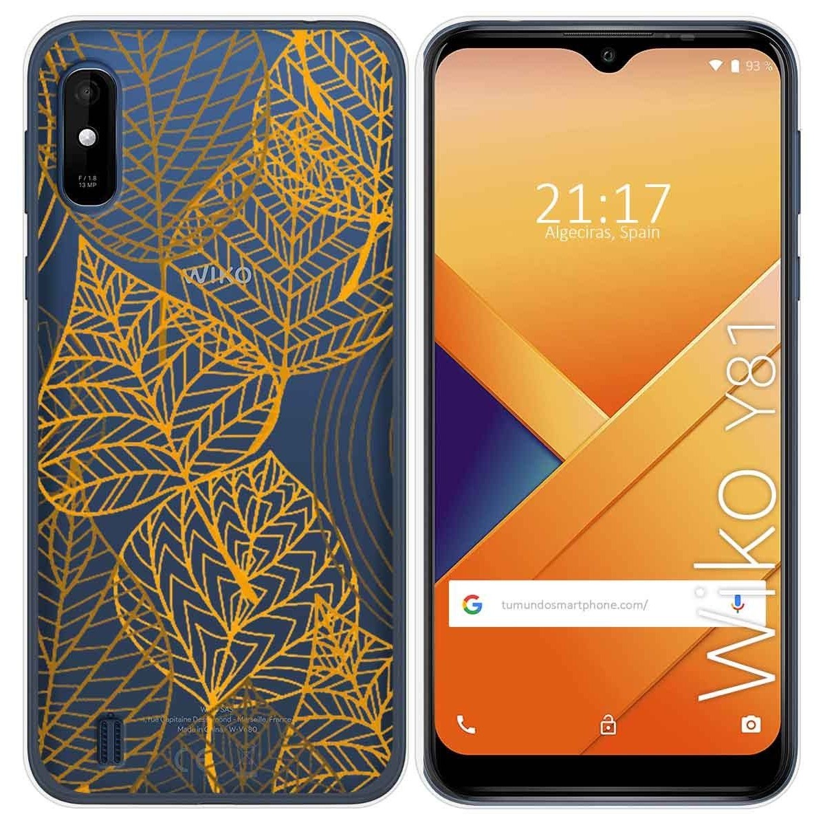 Funda Gel Transparente para Wiko Y81 diseño Hojas Dibujos