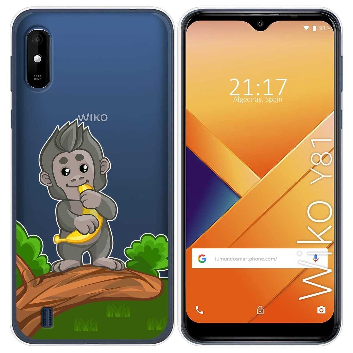 Funda Gel Transparente para Wiko Y81 diseño Mono Dibujos