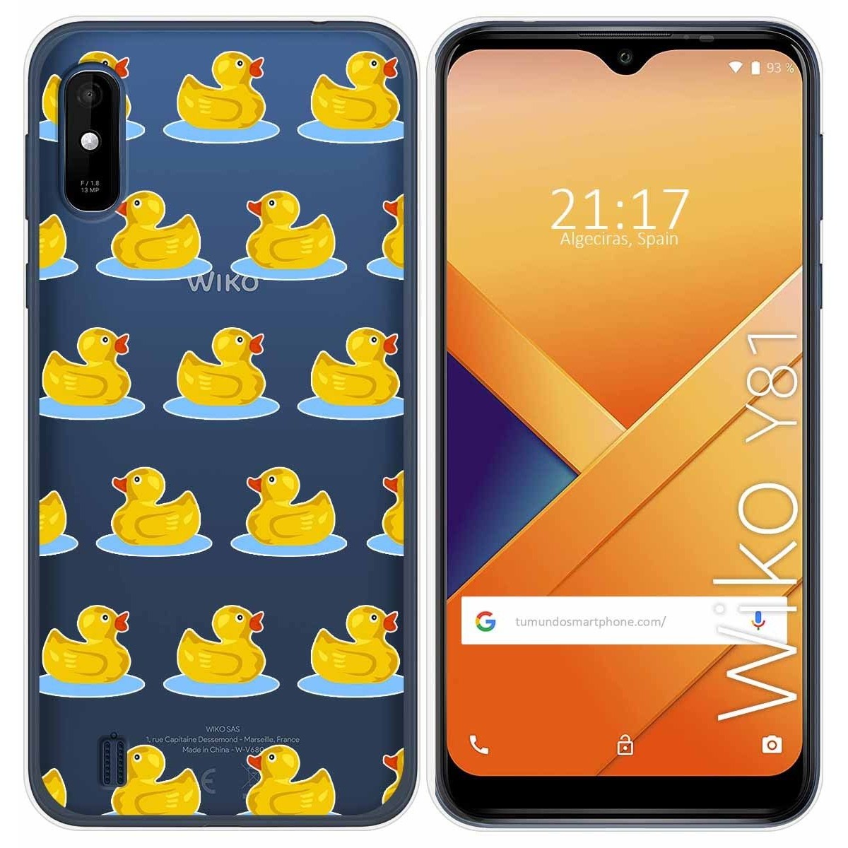 Funda Gel Transparente para Wiko Y81 diseño Pato Dibujos