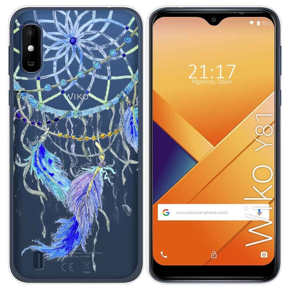Funda Gel Transparente para Wiko Y81 diseño Plumas Dibujos