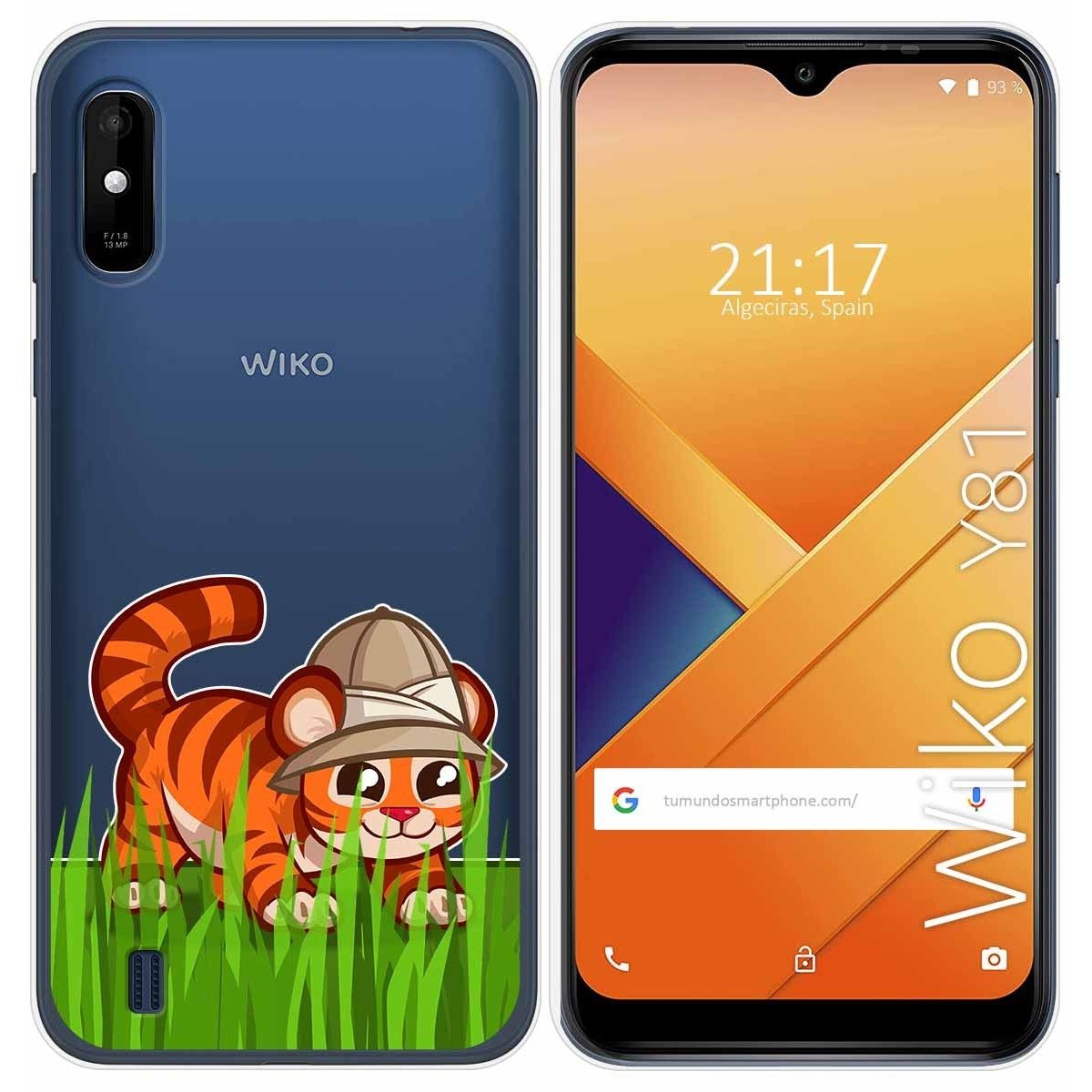 Funda Gel Transparente para Wiko Y81 diseño Tigre Dibujos