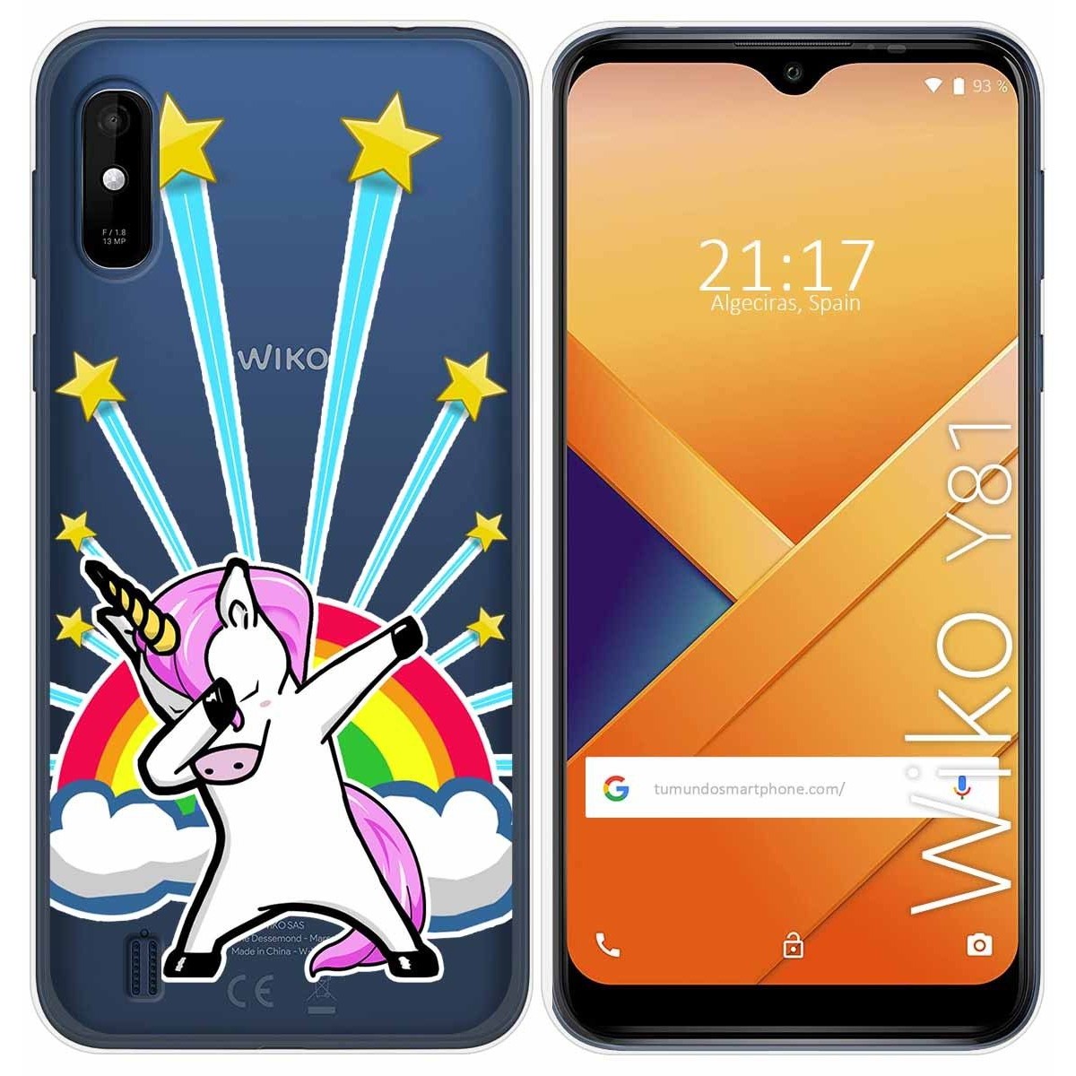 Funda Gel Transparente para Wiko Y81 diseño Unicornio Dibujos
