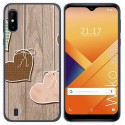 Funda Gel Tpu para Wiko Y81 diseño Corazones Madera Dibujos