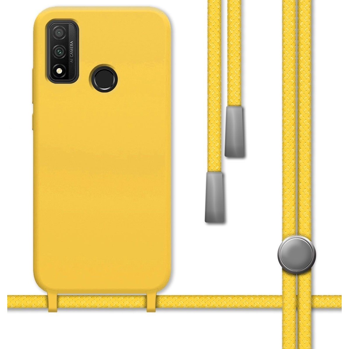 Funda Silicona Líquida con Cordón para Huawei P Smart 2020 color Amarilla