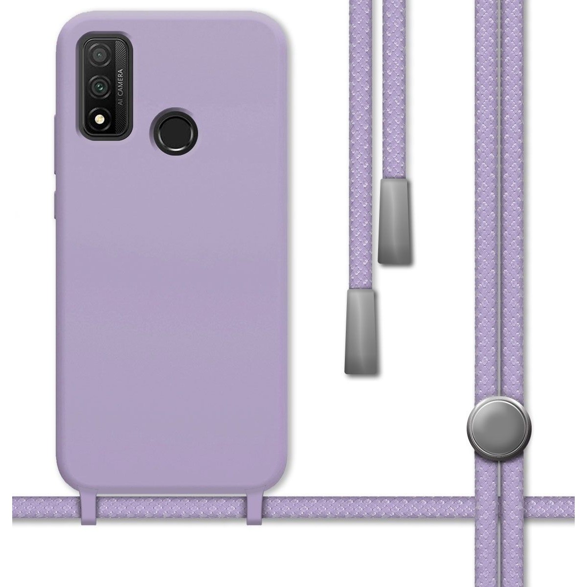 Funda Silicona Líquida con Cordón para Huawei P Smart 2020 color Morada