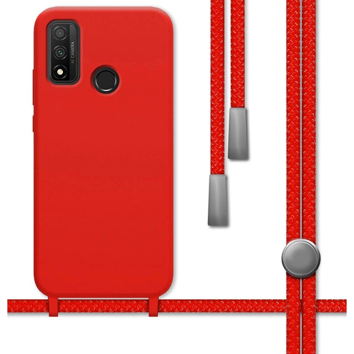 Funda Silicona Líquida con Cordón para Huawei P Smart 2020 color Roja