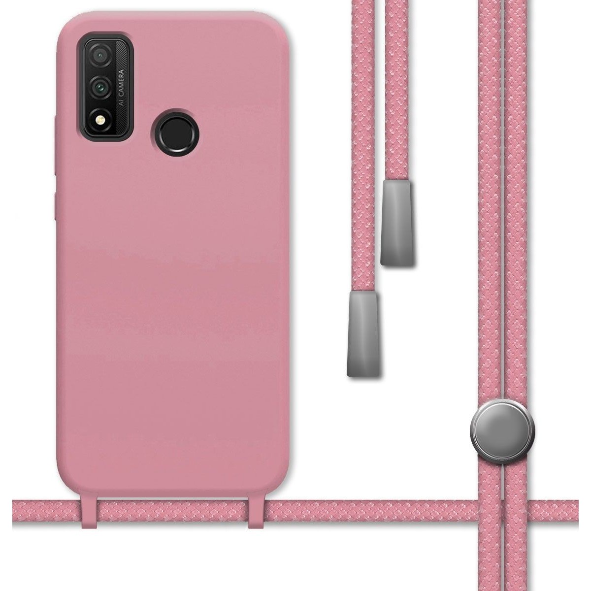 Funda Silicona Líquida con Cordón para Huawei P Smart 2020 color Rosa