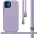 Funda Silicona Líquida con Cordón para Iphone 12 / 12 Pro (6.1) color Morada