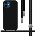 Funda Silicona Líquida con Cordón para Iphone 12 / 12 Pro (6.1) color Negra