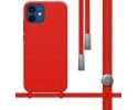 Funda Silicona Líquida con Cordón para Iphone 12 / 12 Pro (6.1) color Roja