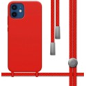 Funda Silicona Líquida con Cordón para Iphone 12 / 12 Pro (6.1) color Roja
