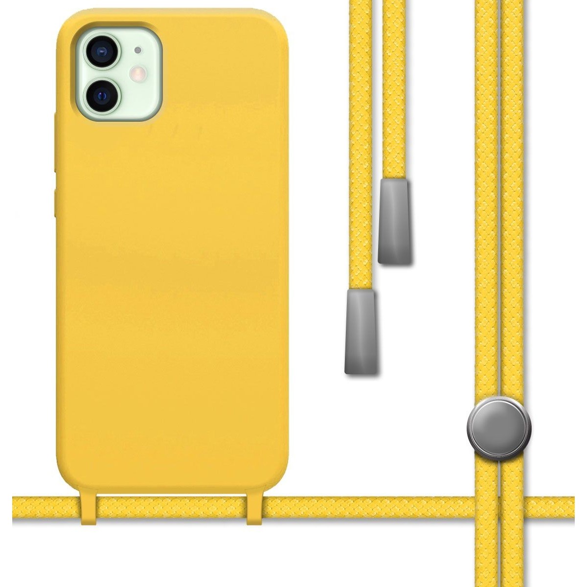 Funda Silicona Líquida con Cordón para Iphone 12 Mini (5.4) color Amarilla