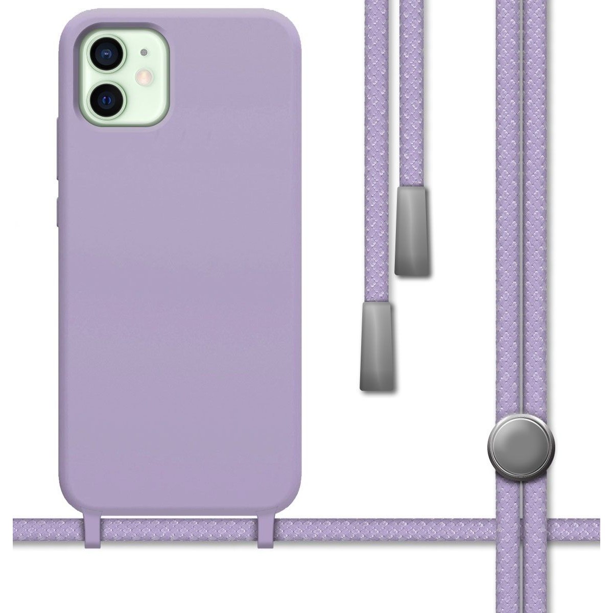 Funda Silicona Líquida con Cordón para Iphone 12 Mini (5.4) color Morada