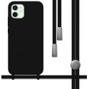 Funda Silicona Líquida con Cordón para Iphone 12 Mini (5.4) color Negra