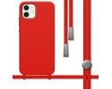 Funda Silicona Líquida con Cordón para Iphone 12 Mini (5.4) color Roja