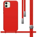 Funda Silicona Líquida con Cordón para Iphone 12 Mini (5.4) color Roja