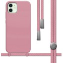 Funda Silicona Líquida con Cordón para Iphone 12 Mini (5.4) color Rosa