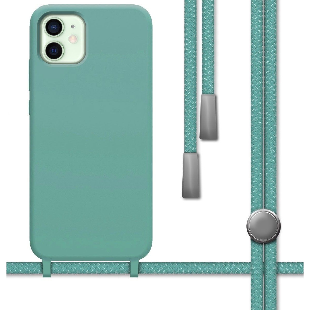 Funda Silicona Líquida con Cordón para Iphone 12 Mini (5.4) color Verde