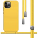 Funda Silicona Líquida con Cordón para Iphone 12 Pro Max (6.7) color Amarilla