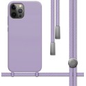 Funda Silicona Líquida con Cordón para Iphone 12 Pro Max (6.7) color Morada