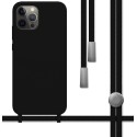 Funda Silicona Líquida con Cordón para Iphone 12 Pro Max (6.7) color Negra