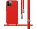 Funda Silicona Líquida con Cordón para Iphone 12 Pro Max (6.7) color Roja