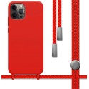 Funda Silicona Líquida con Cordón para Iphone 12 Pro Max (6.7) color Roja