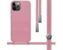 Funda Silicona Líquida con Cordón para Iphone 12 Pro Max (6.7) color Rosa
