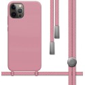 Funda Silicona Líquida con Cordón para Iphone 12 Pro Max (6.7) color Rosa