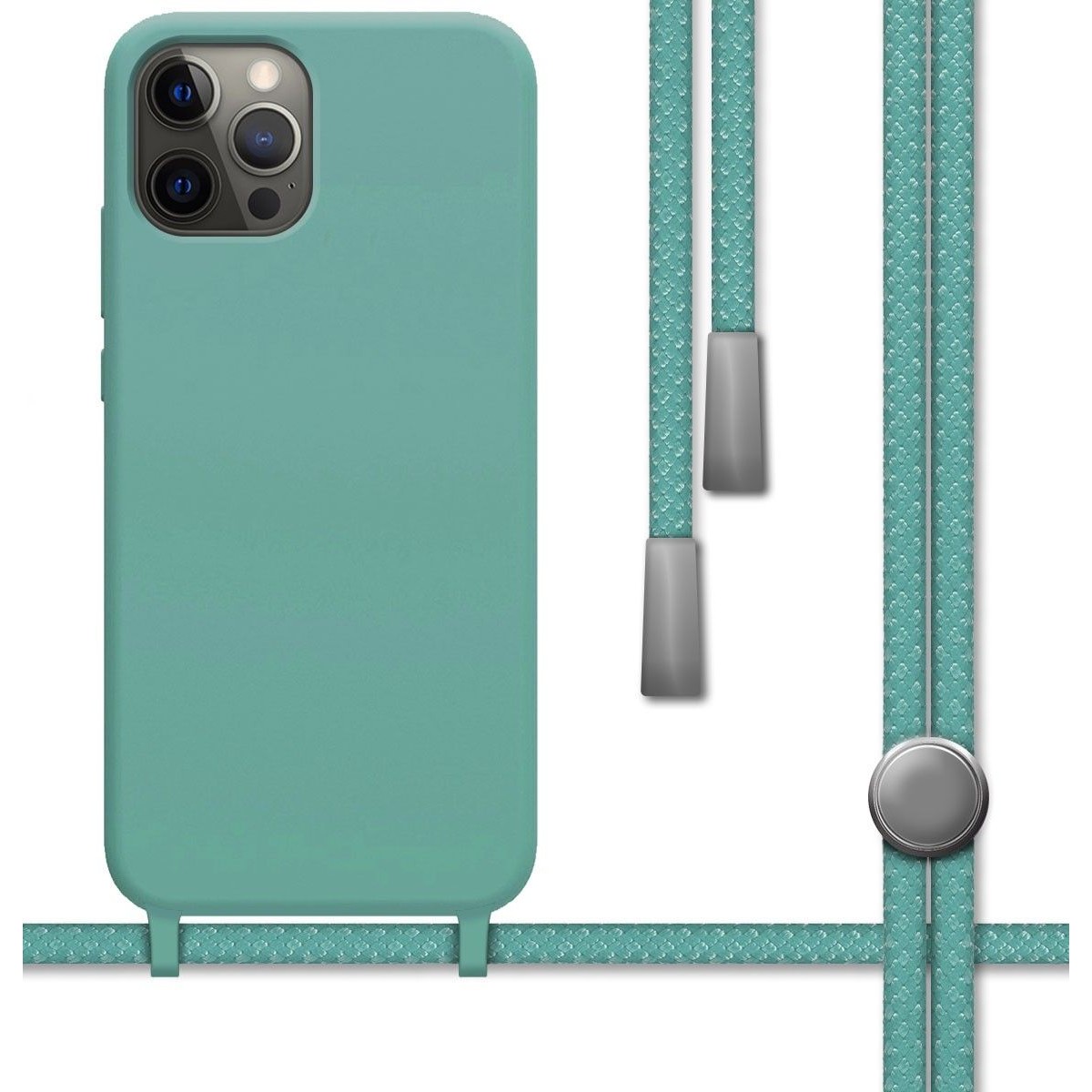 Funda Silicona Líquida con Cordón para Iphone 12 Pro Max (6.7) color Verde
