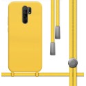 Funda Silicona Líquida con Cordón para Xiaomi Redmi 9 color Amarilla