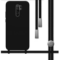 Funda Silicona Líquida con Cordón para Xiaomi Redmi 9 color Negra