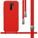 Funda Silicona Líquida con Cordón para Xiaomi Redmi 9 color Roja