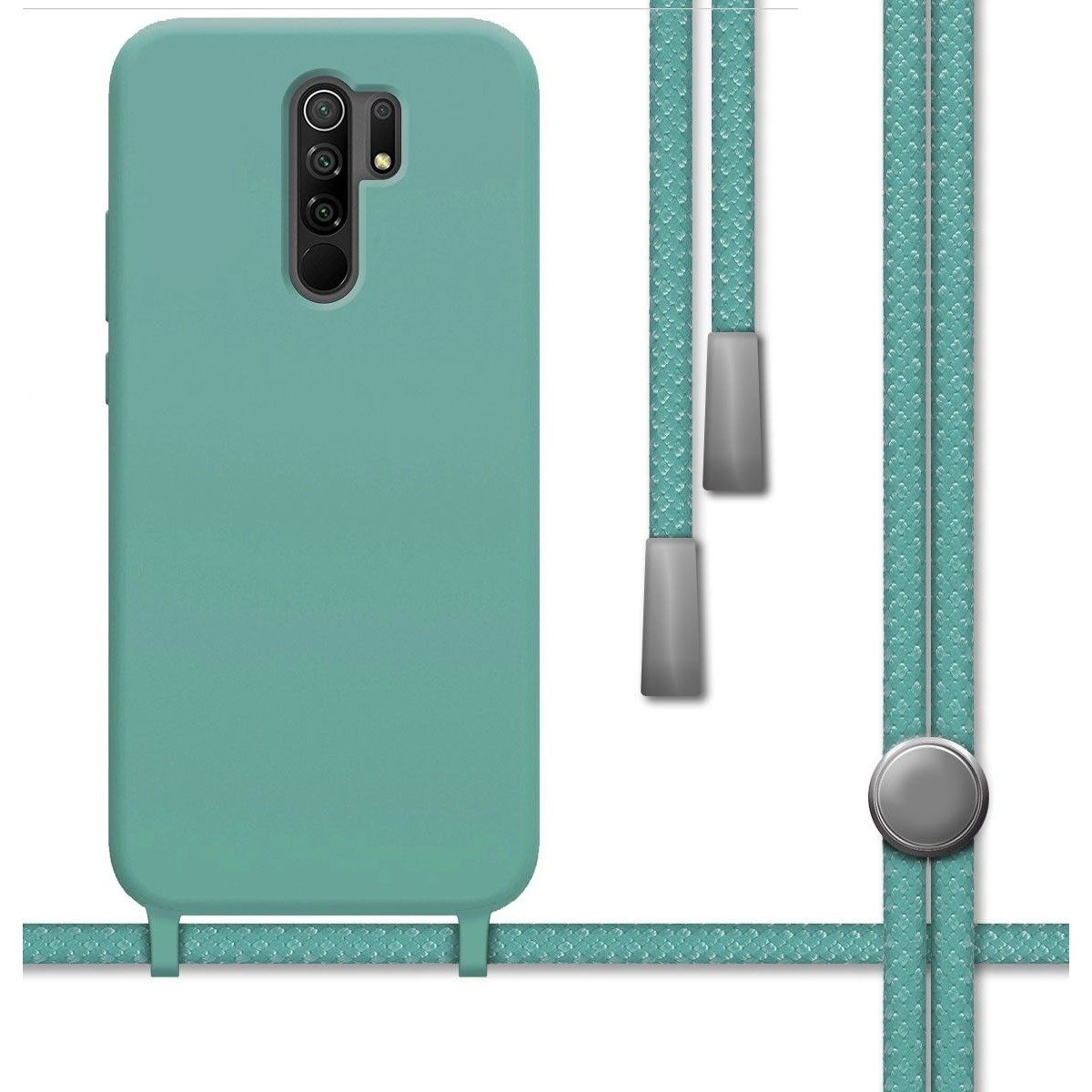 Funda Silicona Líquida con Cordón para Xiaomi Redmi 9 color Verde