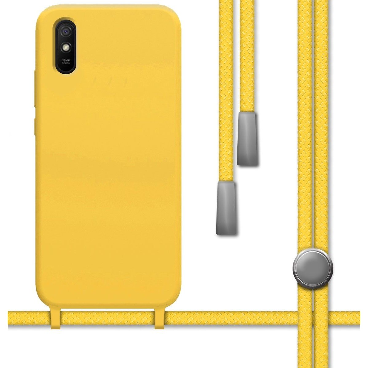 Funda Silicona Líquida con Cordón para Xiaomi Redmi 9A / 9AT color Amarilla