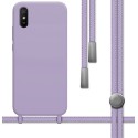 Funda Silicona Líquida con Cordón para Xiaomi Redmi 9A / 9AT color Morada