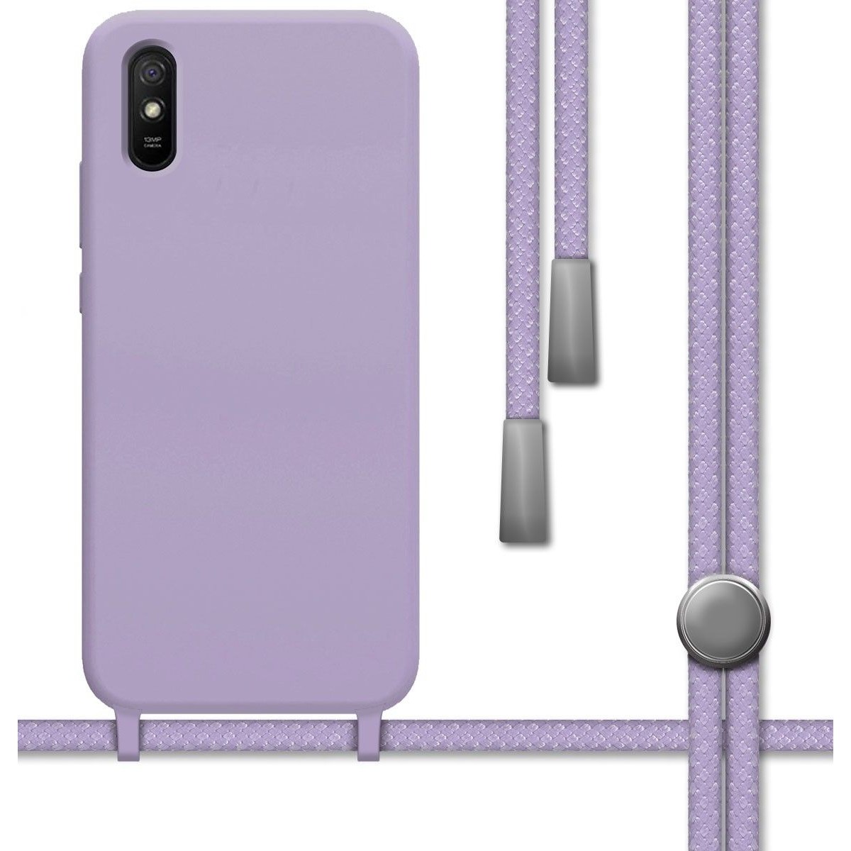 Funda Silicona Líquida con Cordón para Xiaomi Redmi 9A / 9AT color Morada