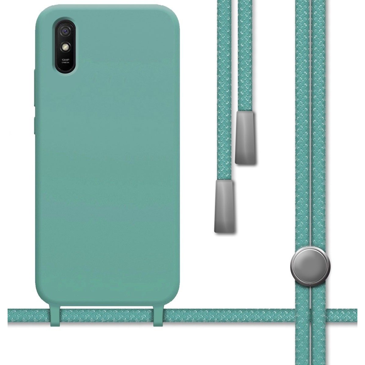 Funda Silicona Líquida con Cordón para Xiaomi Redmi 9A / 9AT color Verde