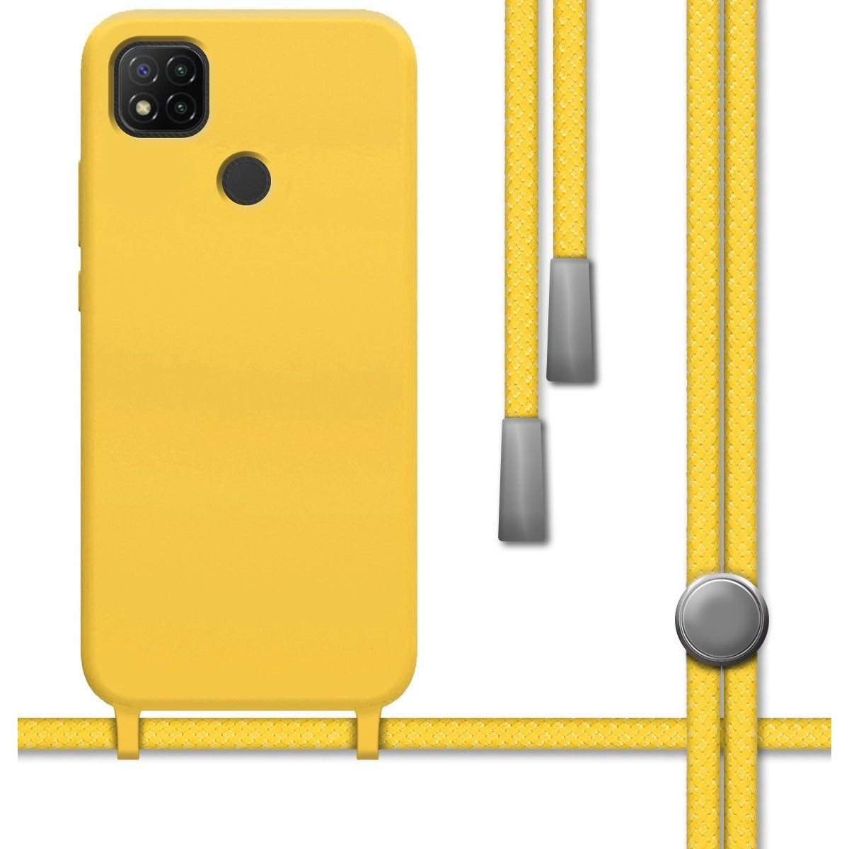 Funda Silicona Líquida con Cordón para Xiaomi Redmi 9C color Amarilla